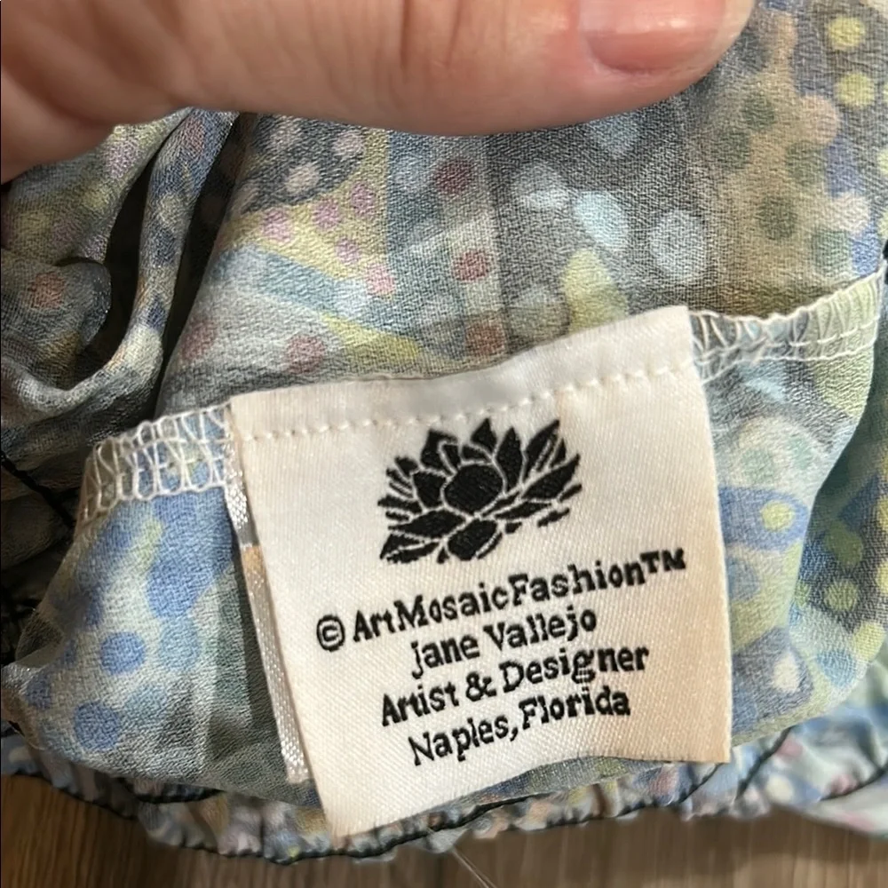 NWOT - ART MOSAIC FASHION by JANE VALLEJO Colorful Cinch Waist Women's Blouse - Picture 3 of 9